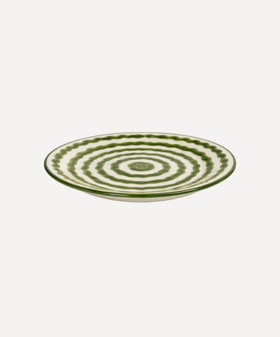 Ondas Side Plate in Fern Green, rippled ceramic — overhead view
