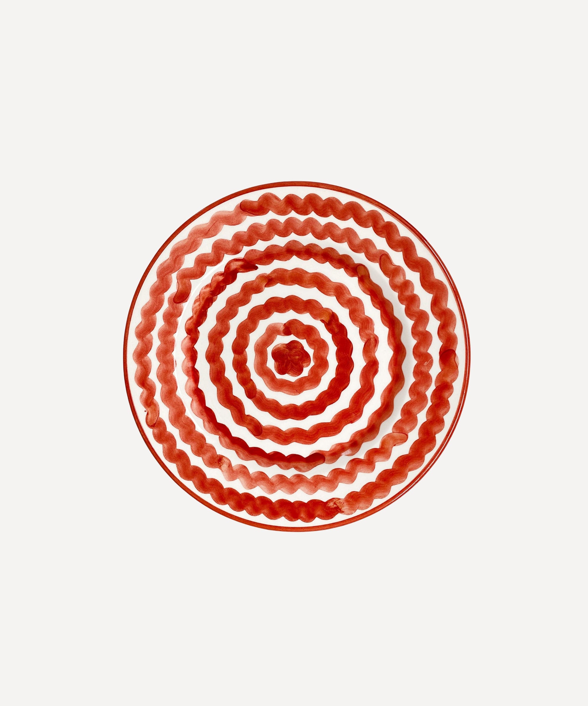 Ondas Side Plate in Rust Red, hand-painted rippled ceramic, Carmen del Viboral