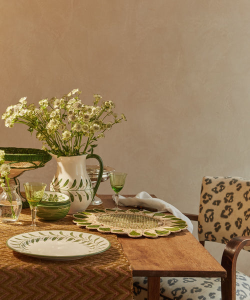 Hand-painted Helecho jug in Fern Green used as a flower vase, Carmen del Viboral