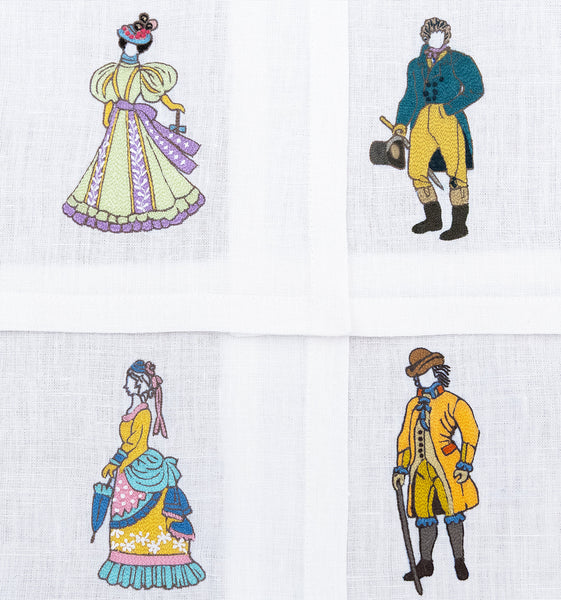 Embroidered Table Linen - Victorian Cocktail Napkins 3 (Set of 4)