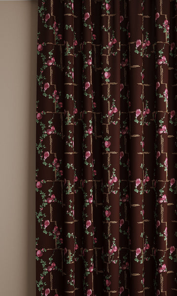 Coco, Fuchsia on Brick Linen Fabric