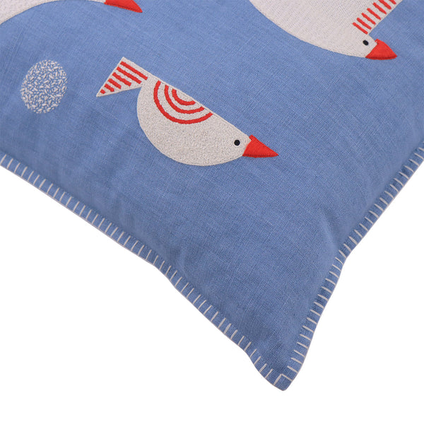 Hand Embroidered Birds Pillow Cover 20" x 20"