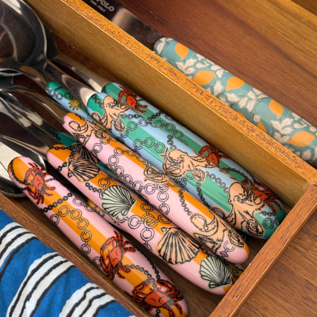 Cutlery Set of 4 Blue Sea