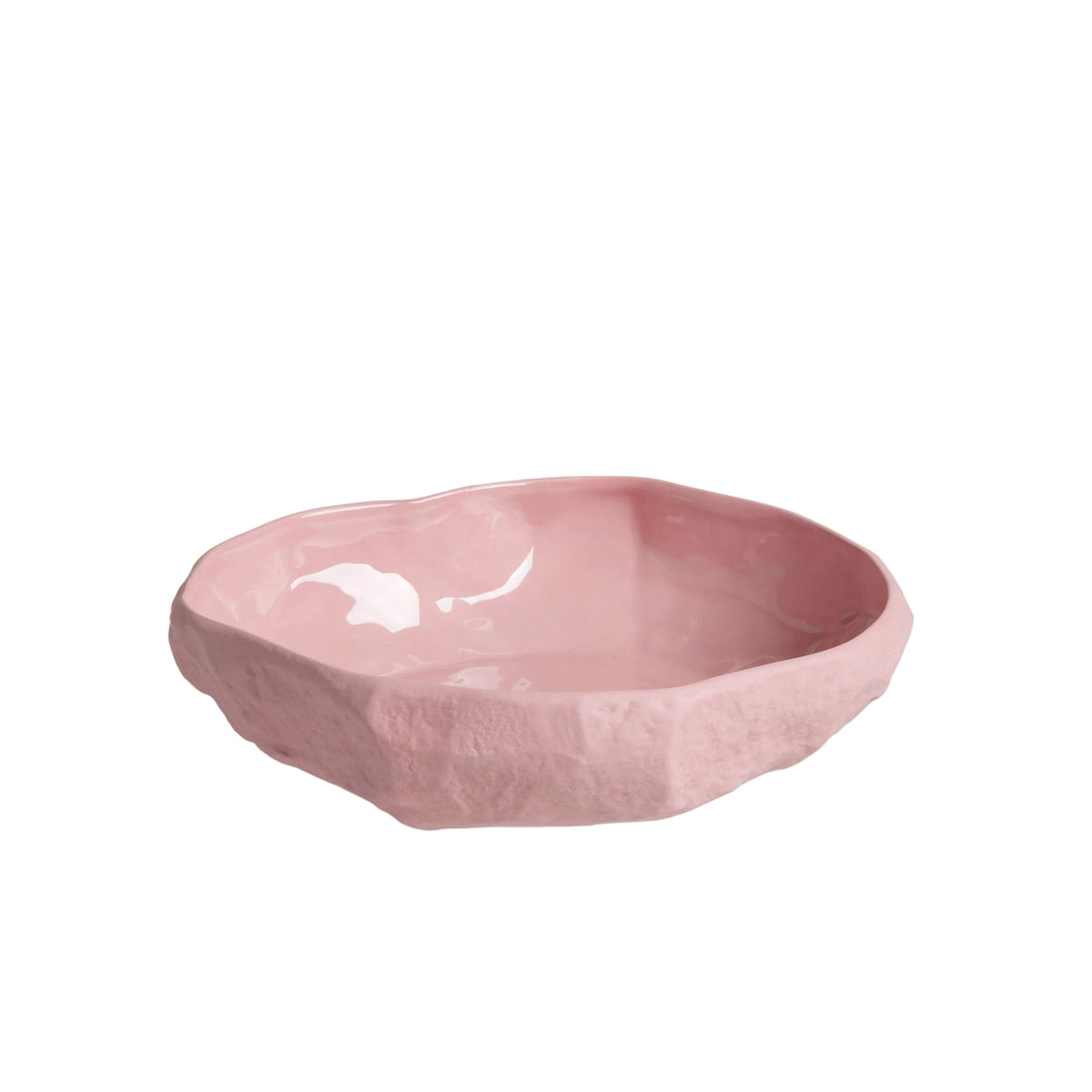 Crockery Pink Flat Bowl, pink earthenware slip is poured into moulds crafted from plaster