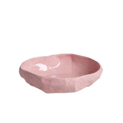 Crockery Pink Flat Bowl, pink earthenware slip is poured into moulds crafted from plaster