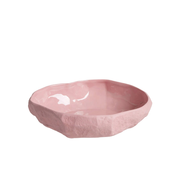 Crockery Pink Flat Bowl, pink earthenware slip is poured into moulds crafted from plaster