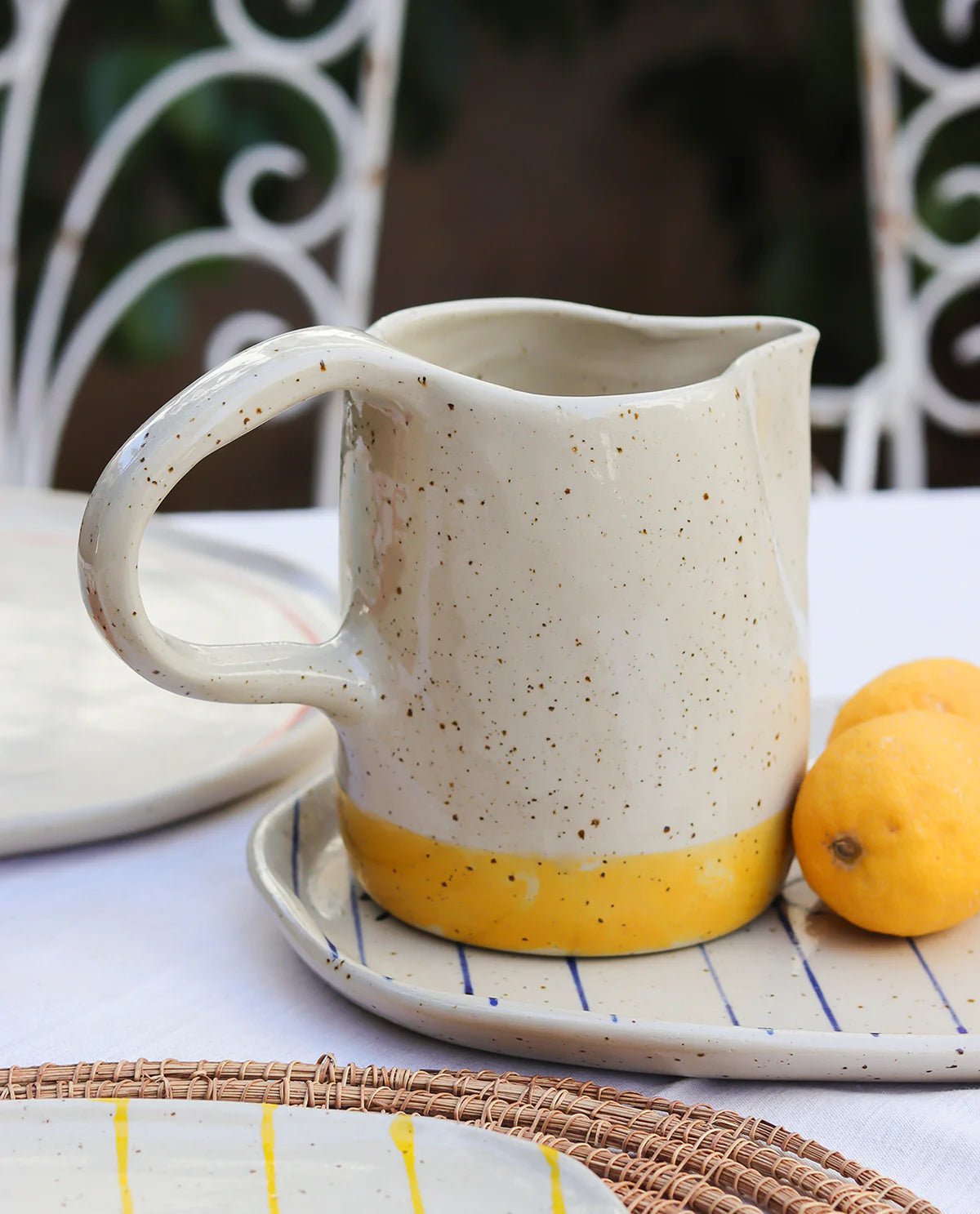 Handcrafted Carafe with Coloured Glaze-