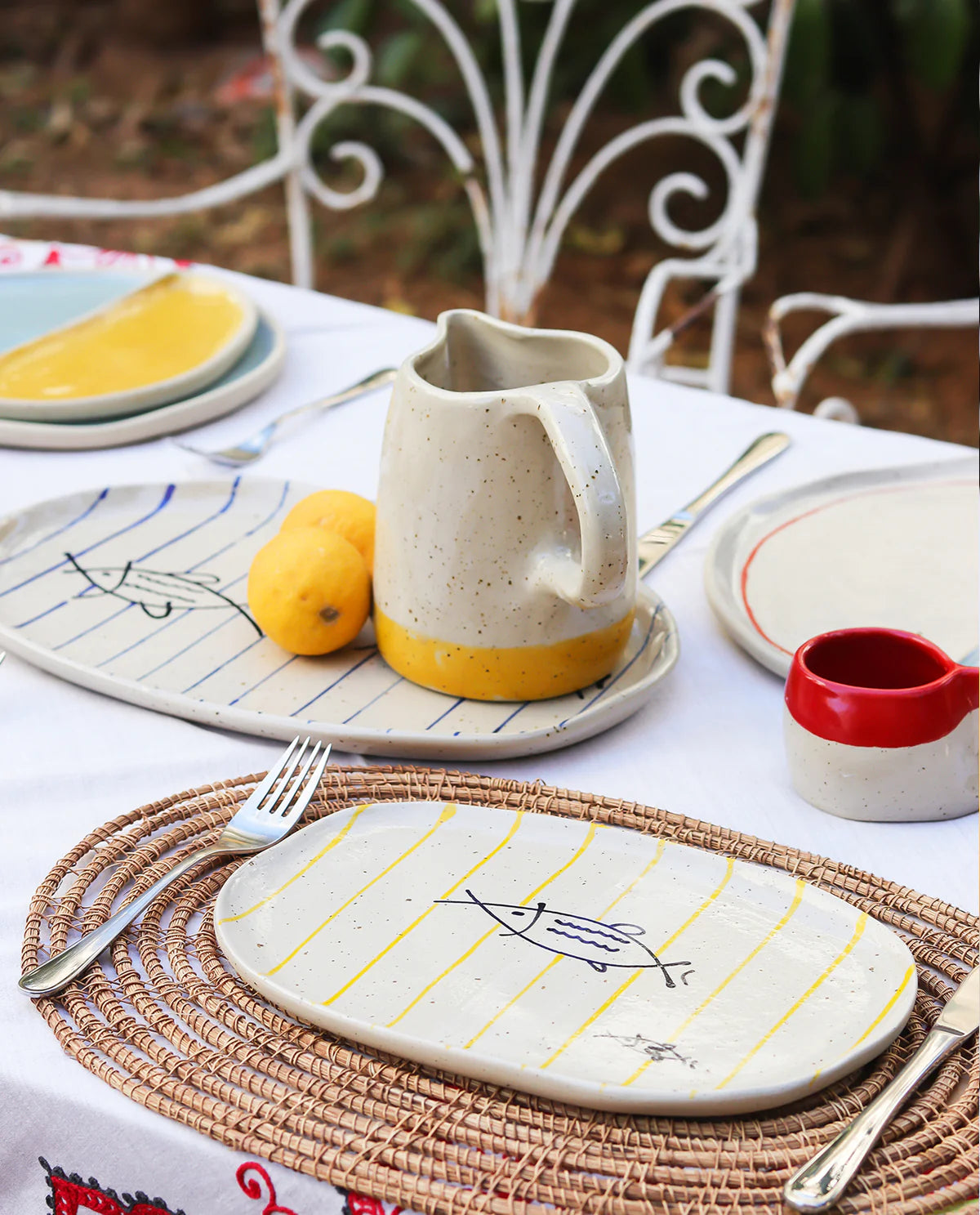 Handcrafted Carafe with Coloured Glaze-