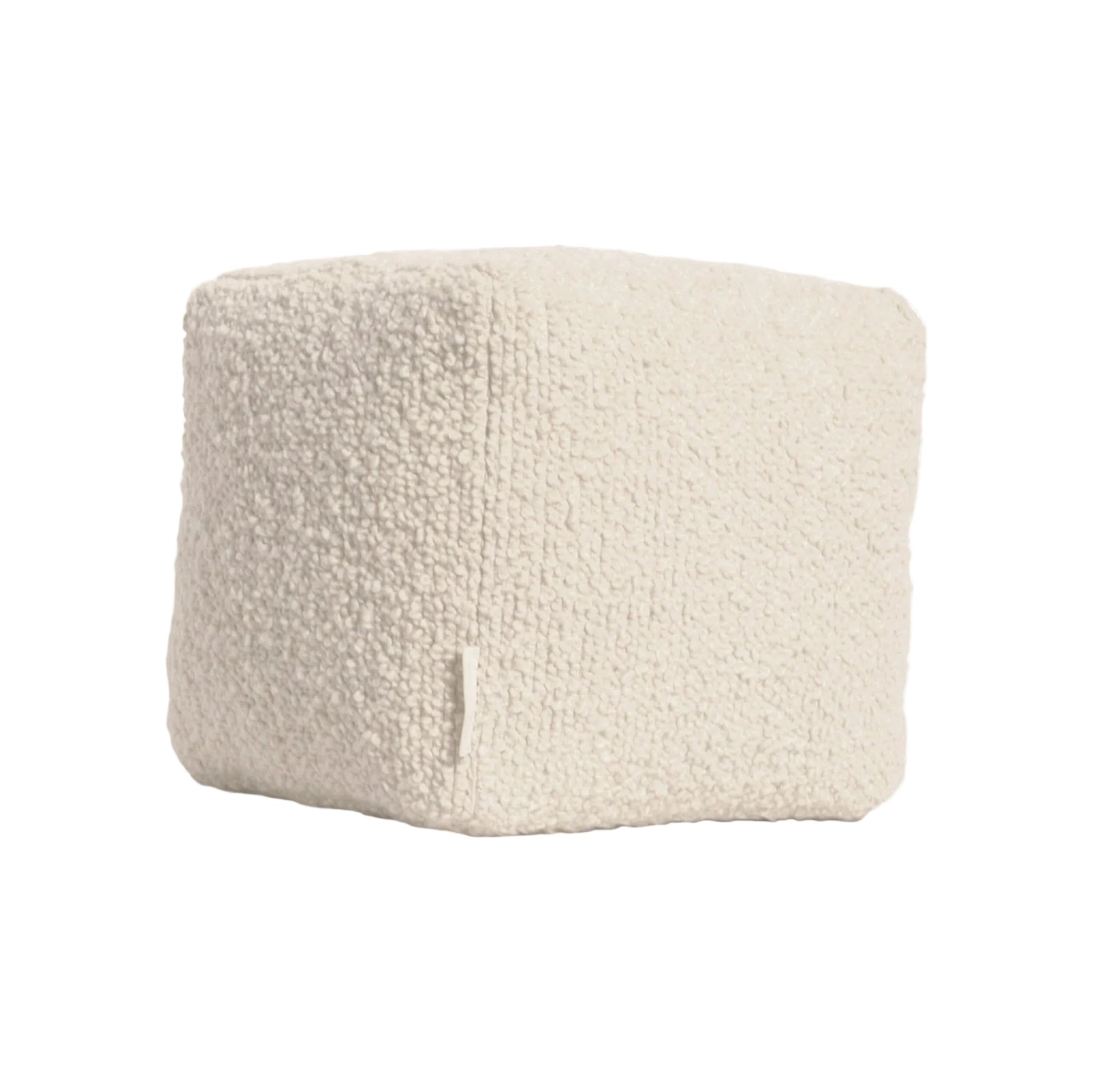 Cream wool bouclé cube cushion - handmade in UK