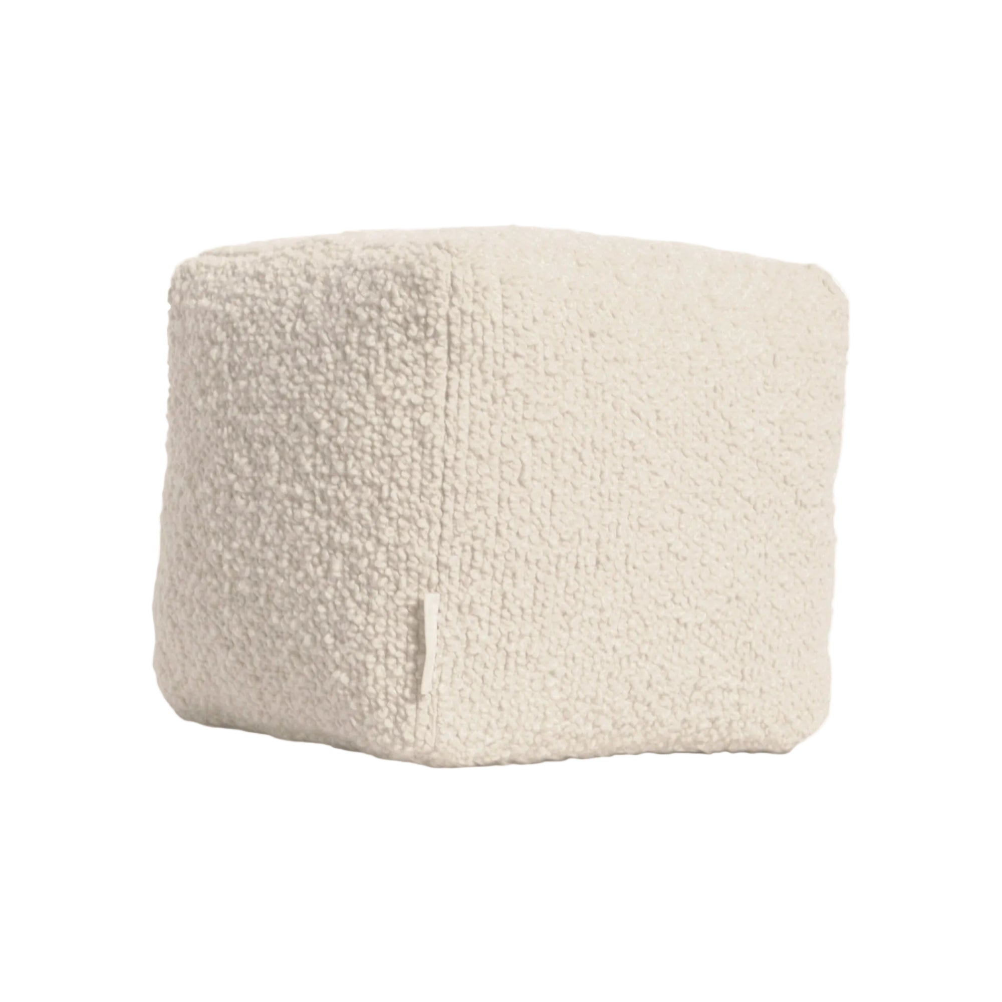 Cream wool bouclé cube cushion - handmade in UK