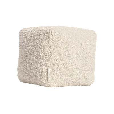Cream wool bouclé cube cushion - handmade in UK