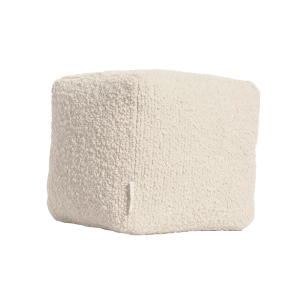 Cream wool bouclé cube cushion - handmade in UK