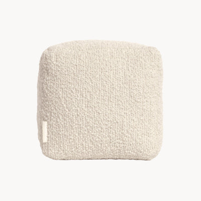 Cream wool bouclé cube cushion - handmade in UK