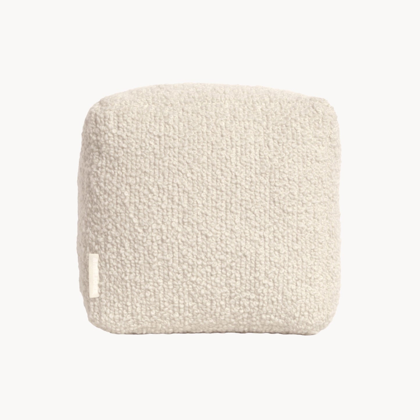 Cream wool bouclé cube cushion - handmade in UK