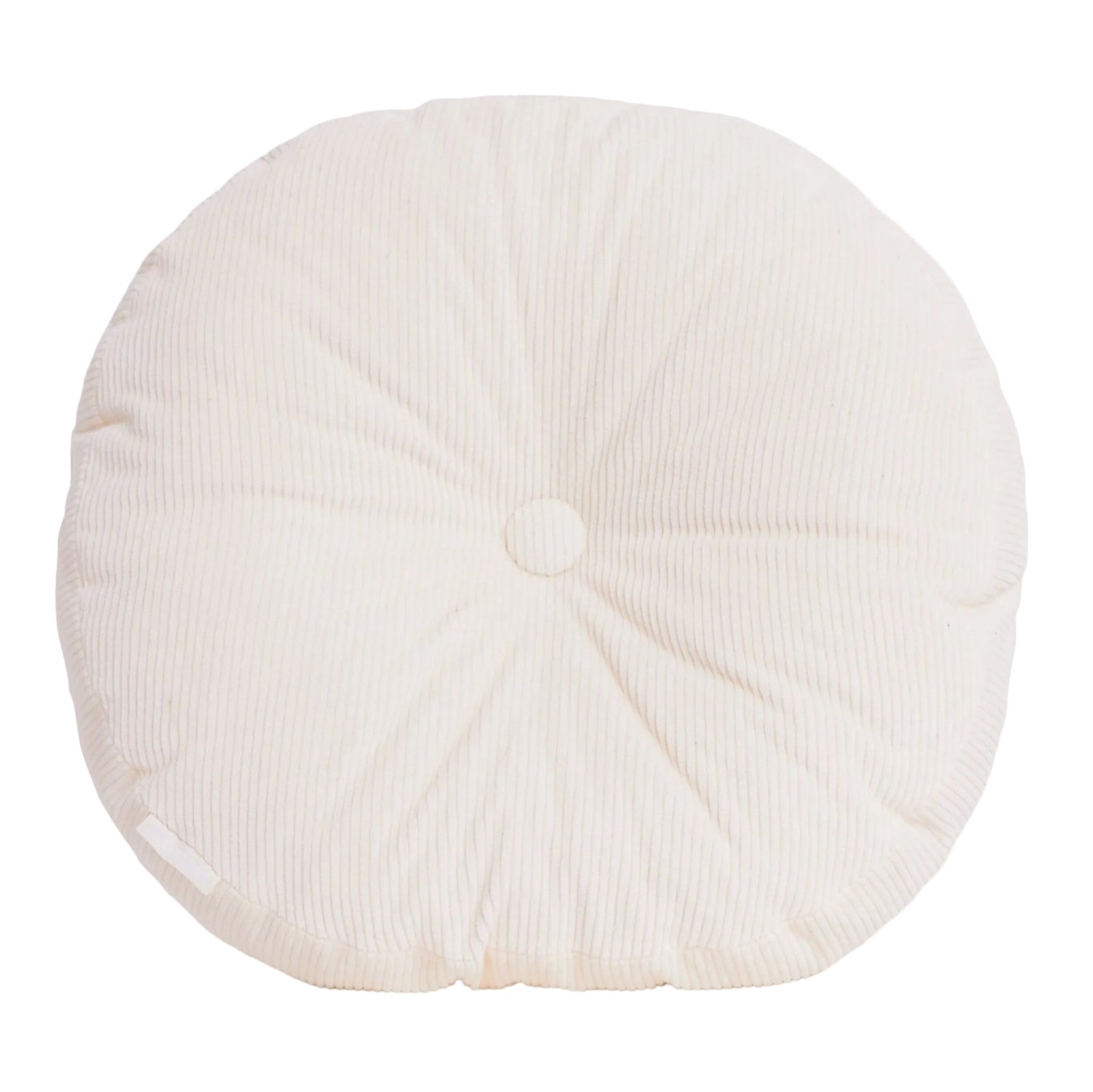 Cream cotton corduroy round cushion - handmade in UK