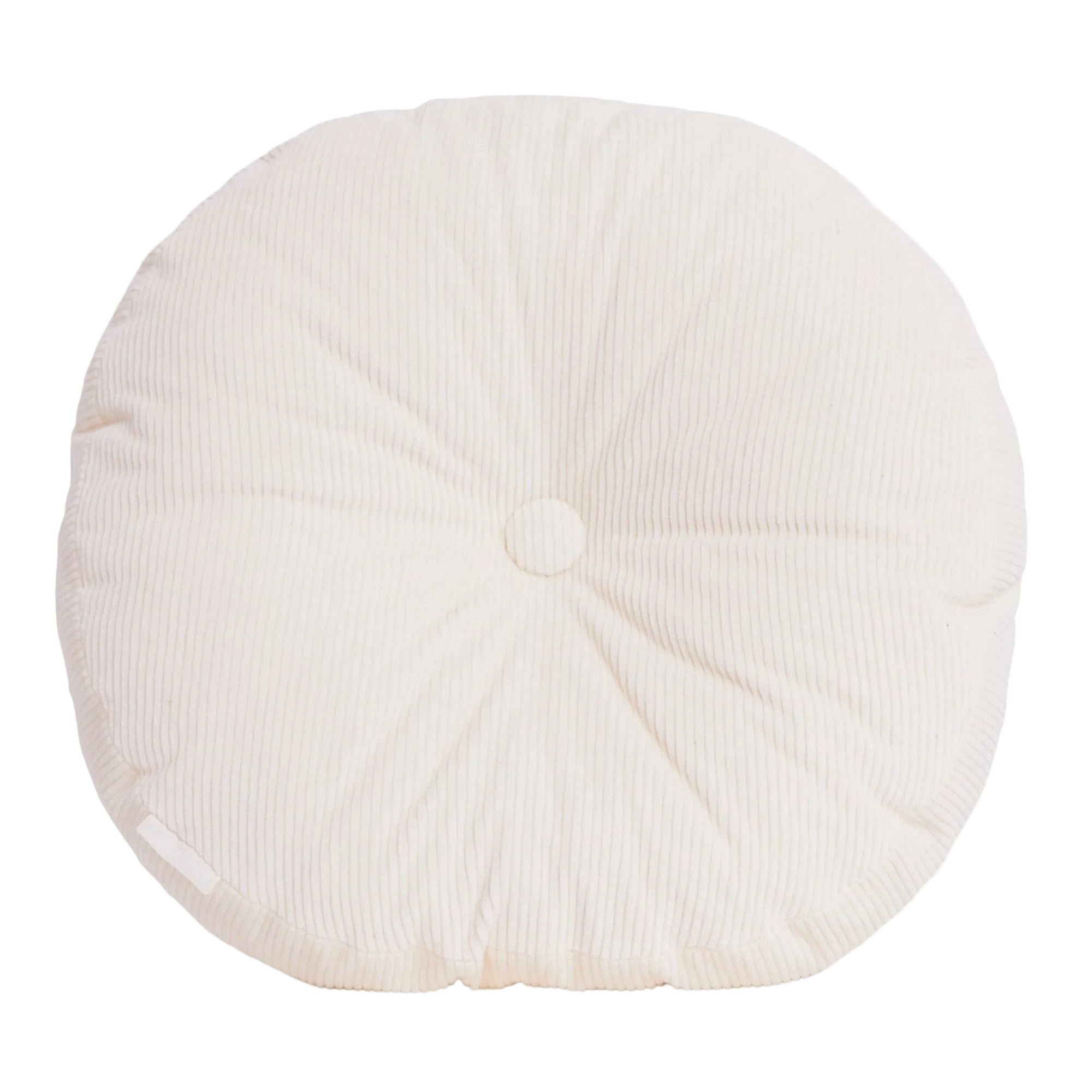 Cream cotton corduroy round cushion - handmade in UK