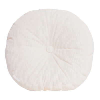 Cream cotton corduroy round cushion - handmade in UK