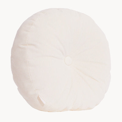 Cream cotton corduroy round cushion - handmade in UK