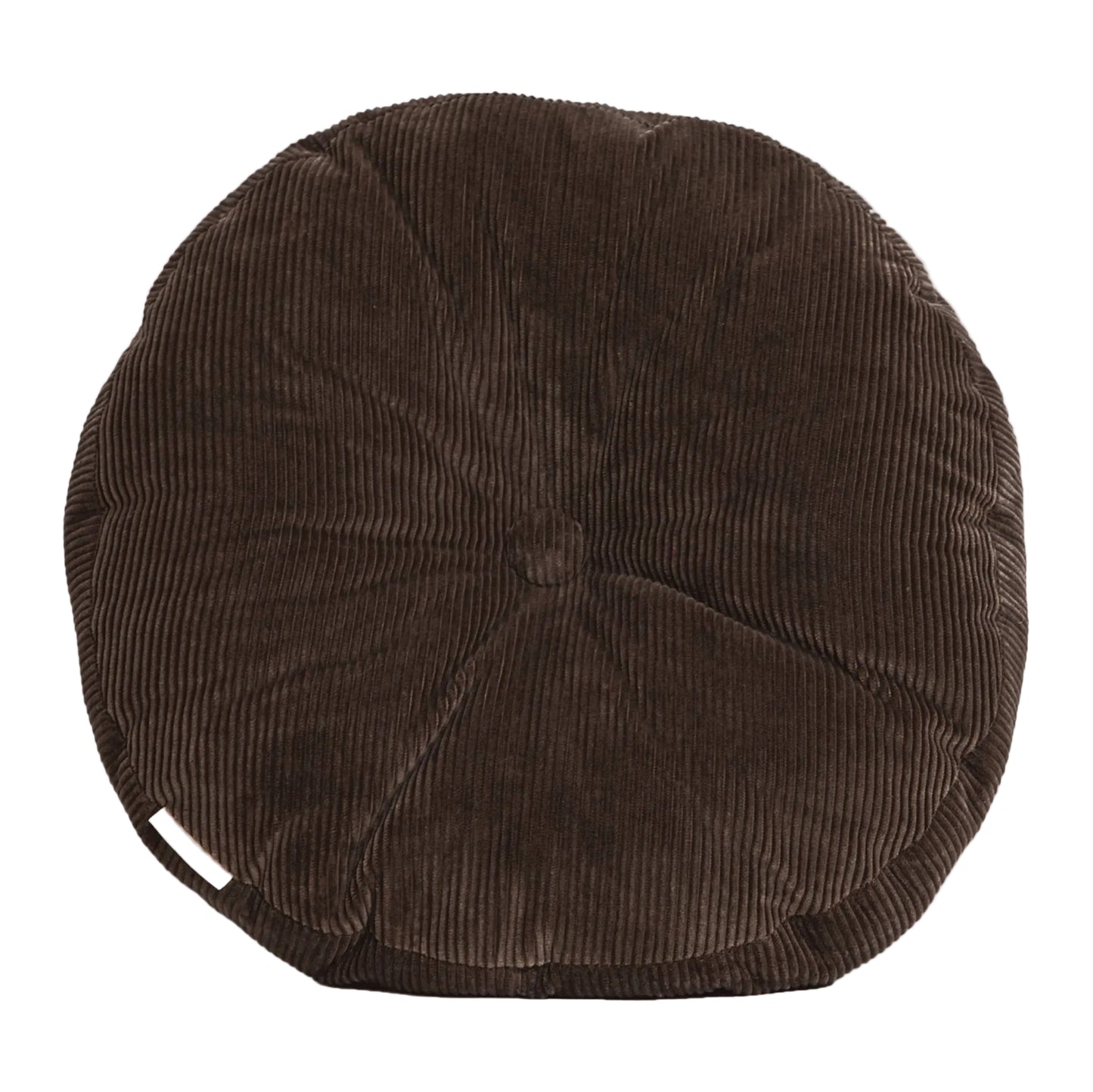 Brown cotton corduroy round cushion - handmade in UK