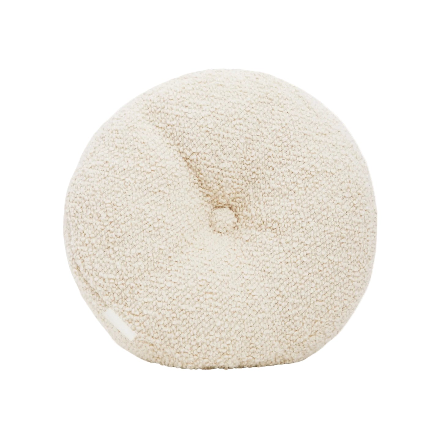 Cream wool bouclé round cushion - handmade in UK