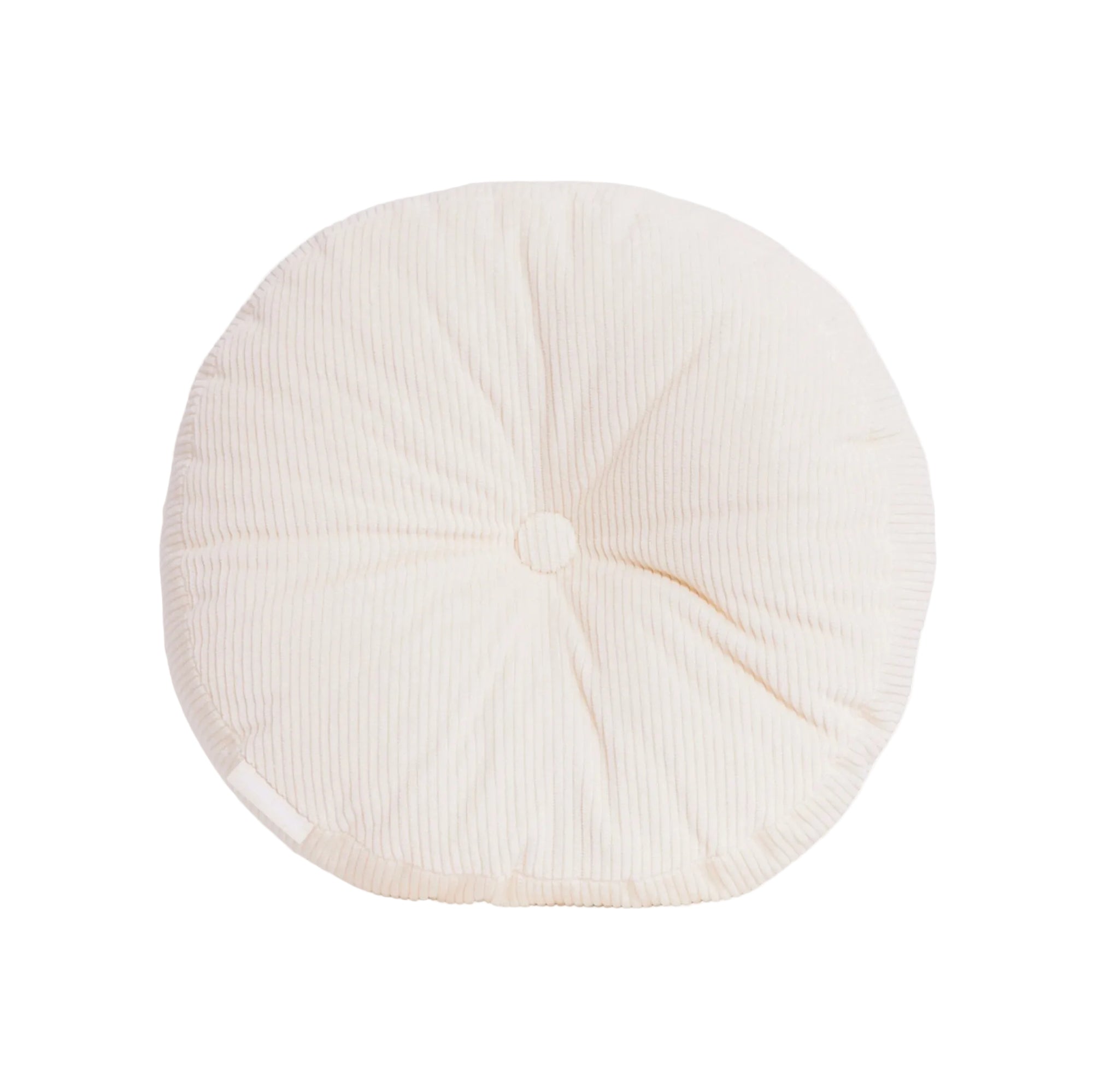 Cream cotton corduroy round cushion - handmade in UK
