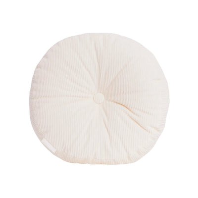 Cream cotton corduroy round cushion - handmade in UK