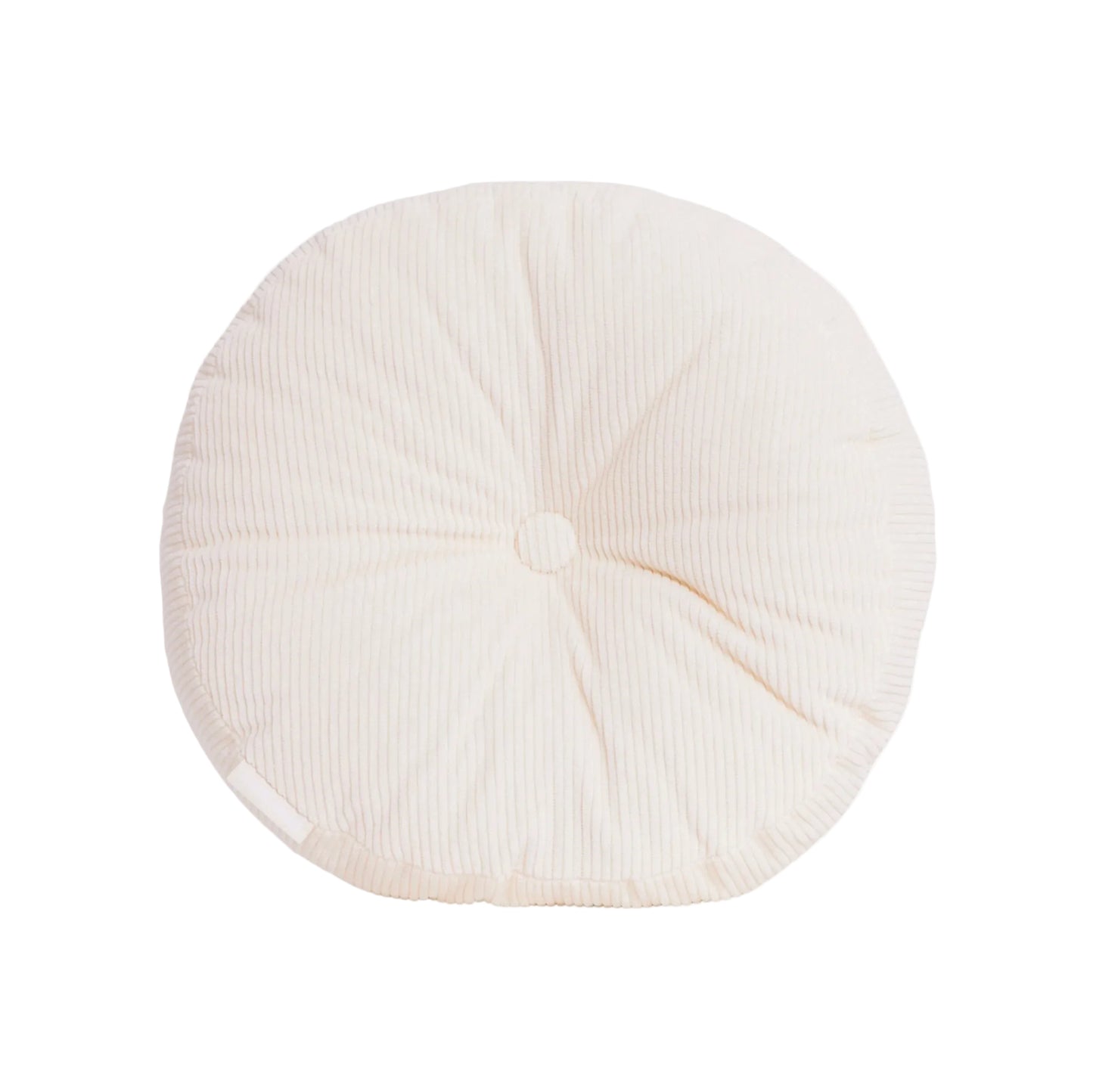 Cream cotton corduroy round cushion - handmade in UK