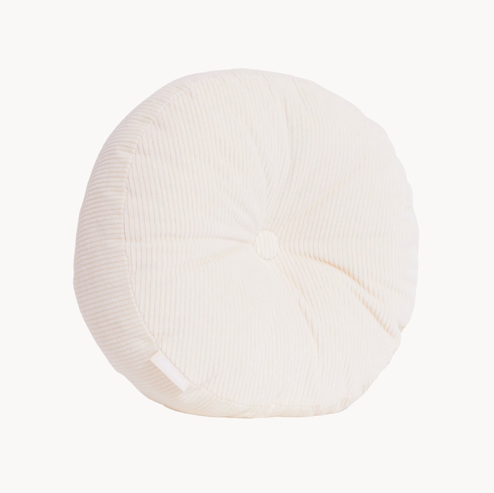 Cream cotton corduroy round cushion - handmade in UK