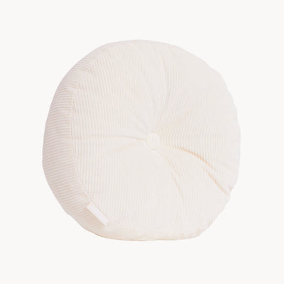 Cream cotton corduroy round cushion - handmade in UK