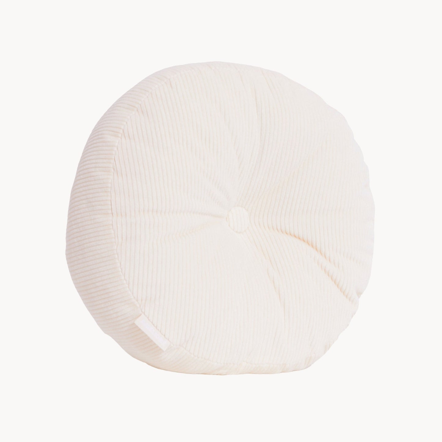 Cream cotton corduroy round cushion - handmade in UK
