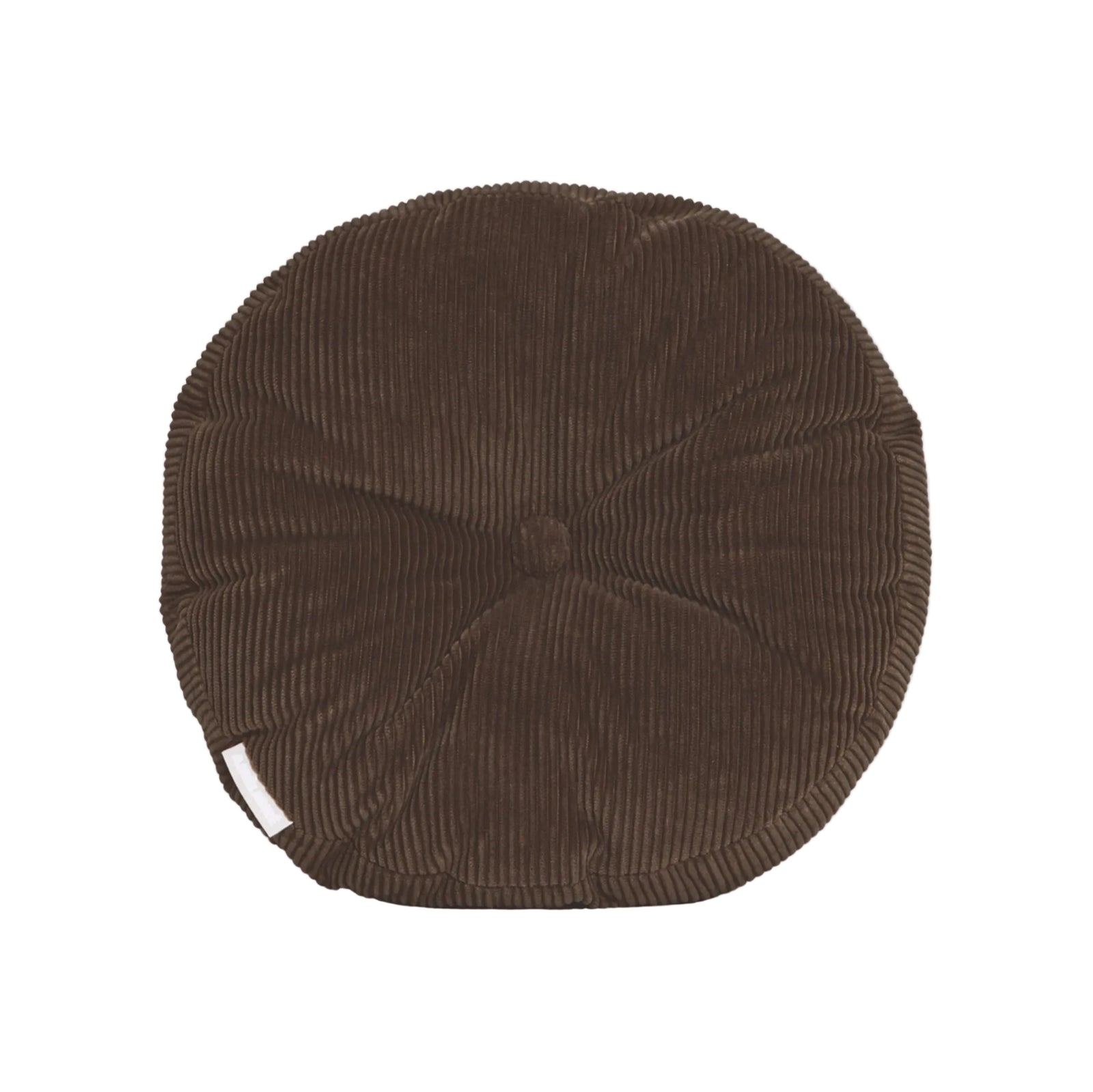 Brown cotton corduroy round cushion - handmade in UK
