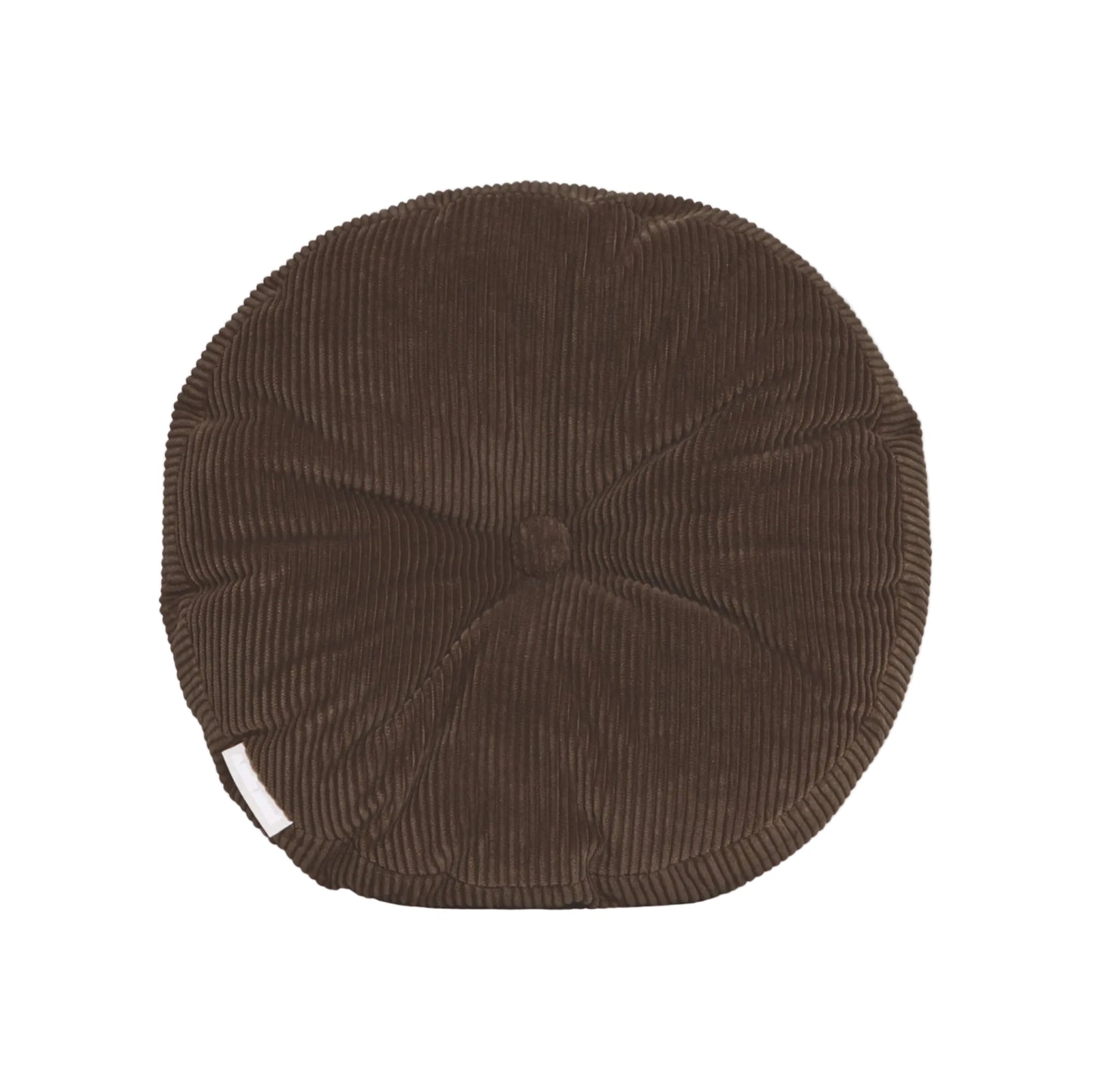 Brown cotton corduroy round cushion - handmade in UK