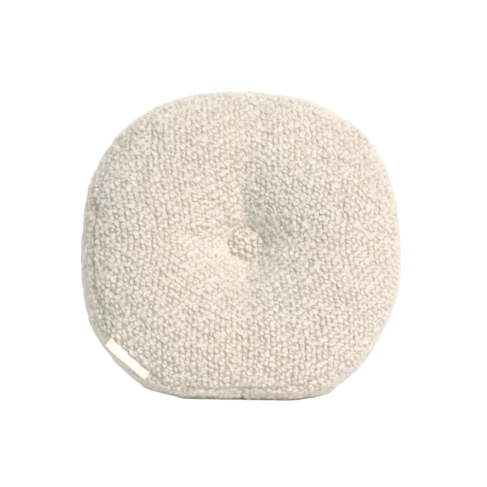 Cream wool bouclé round cushion - handmade in UK