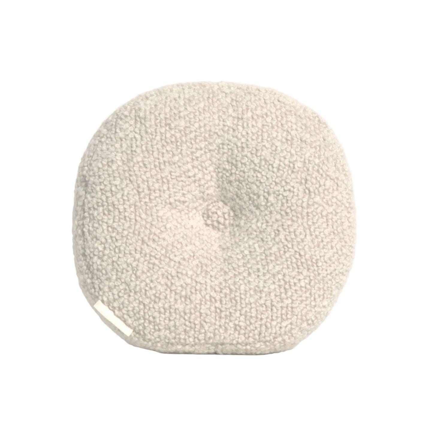 Cream wool bouclé round cushion - handmade in UK