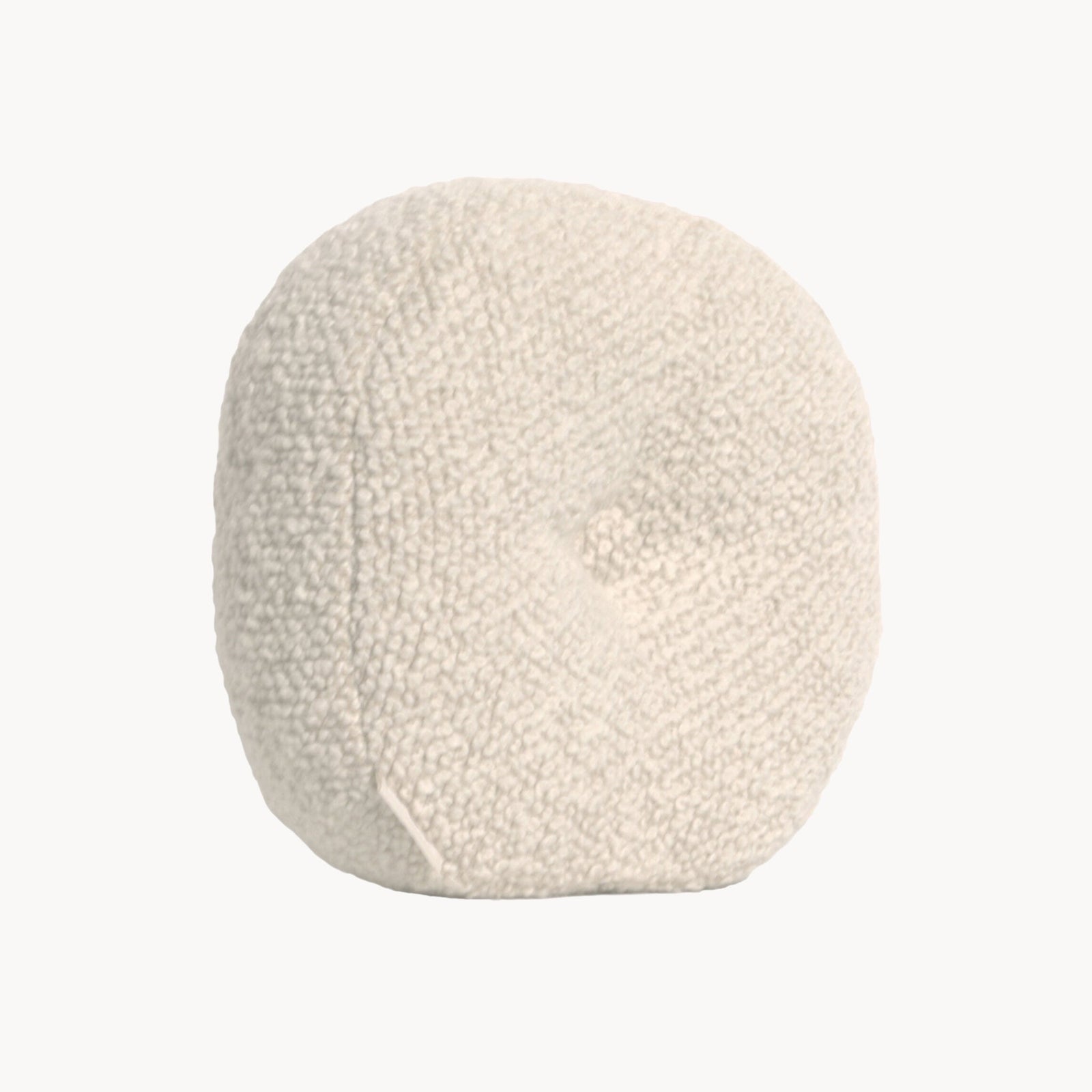 Cream wool bouclé round cushion - handmade in UK