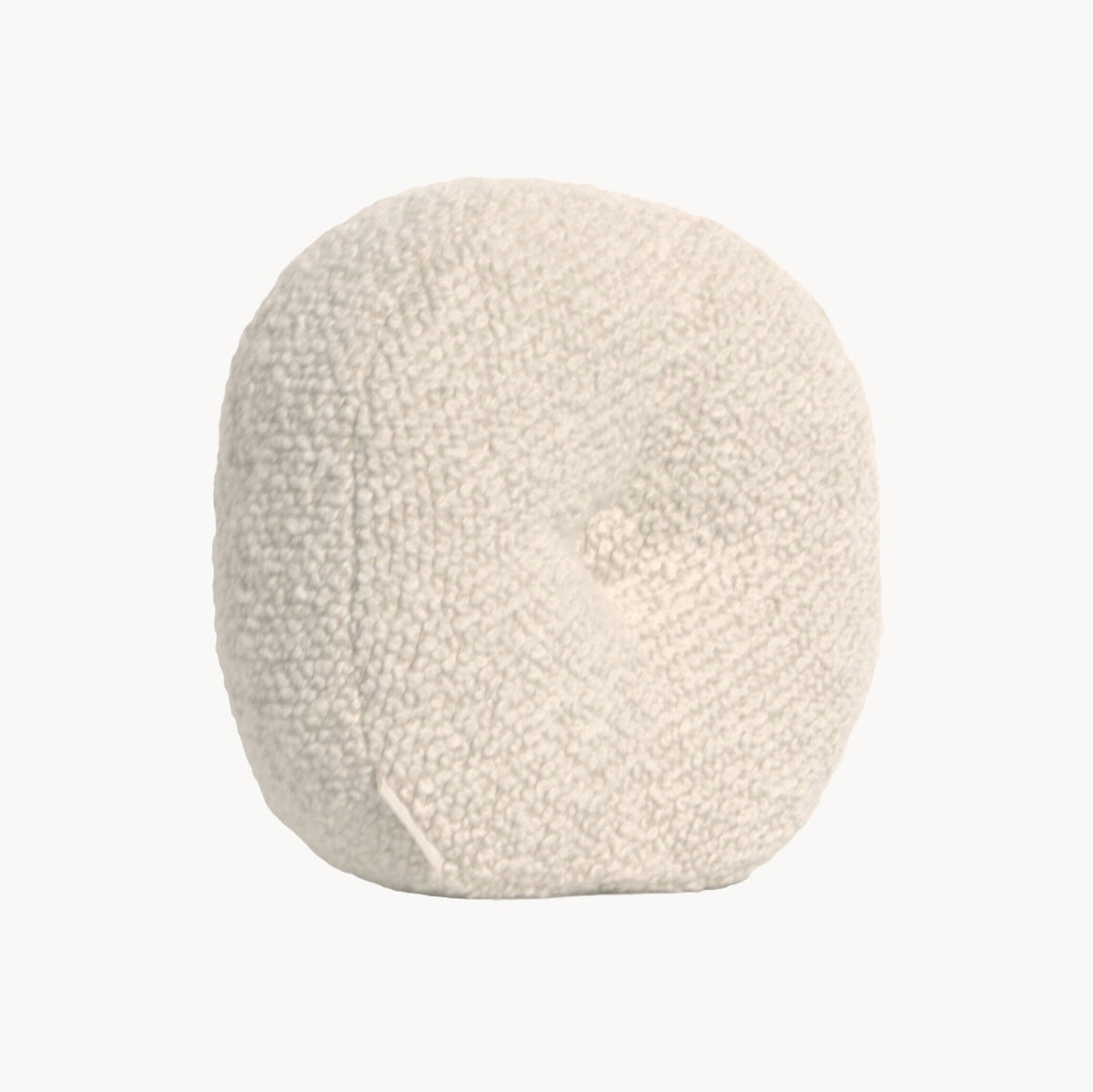 Cream wool bouclé round cushion - handmade in UK