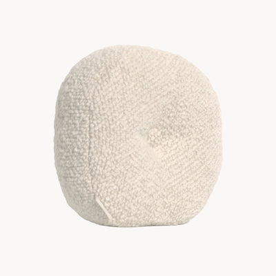Cream wool bouclé round cushion - handmade in UK