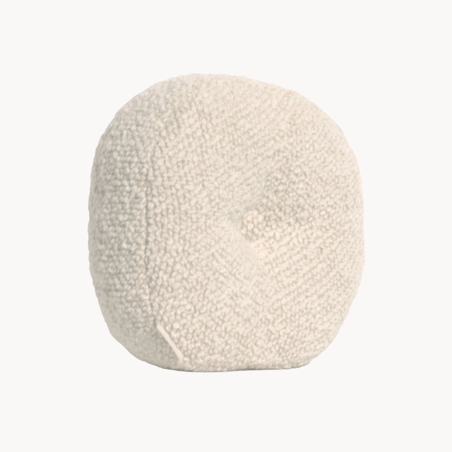 Cream wool bouclé round cushion - handmade in UK