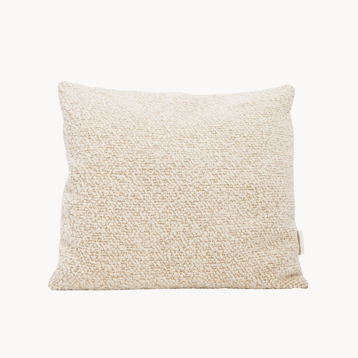 Cream and brown wool bouclé checkered square cushion - handmade in UK