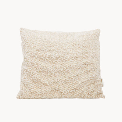 Cream and brown wool bouclé checkered square cushion - handmade in UK