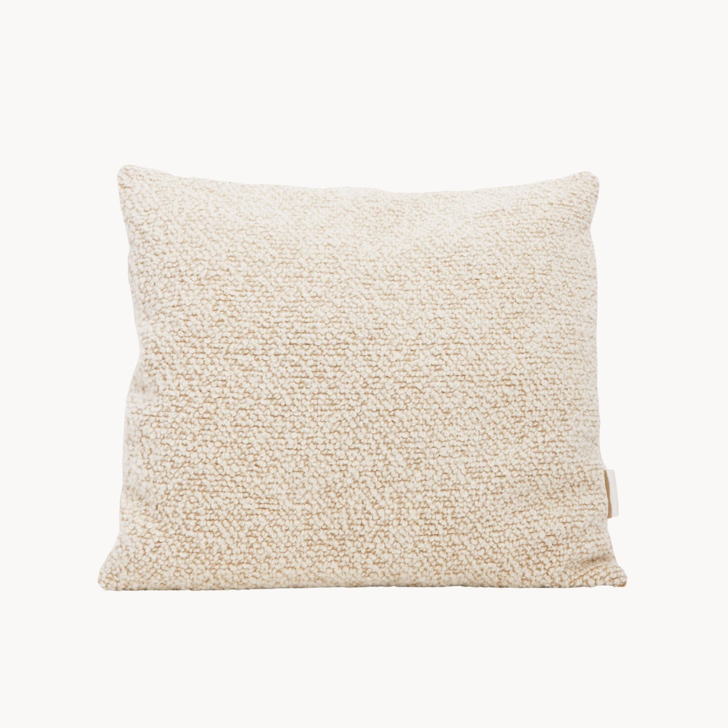 Cream and brown wool bouclé checkered square cushion - handmade in UK