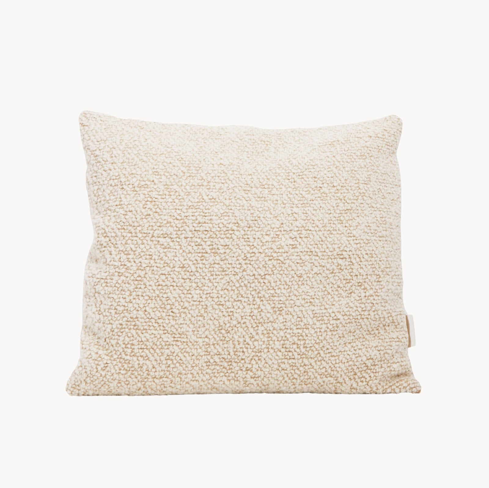 Cream and beige wool bouclé checkered square cushion - handmade in UK