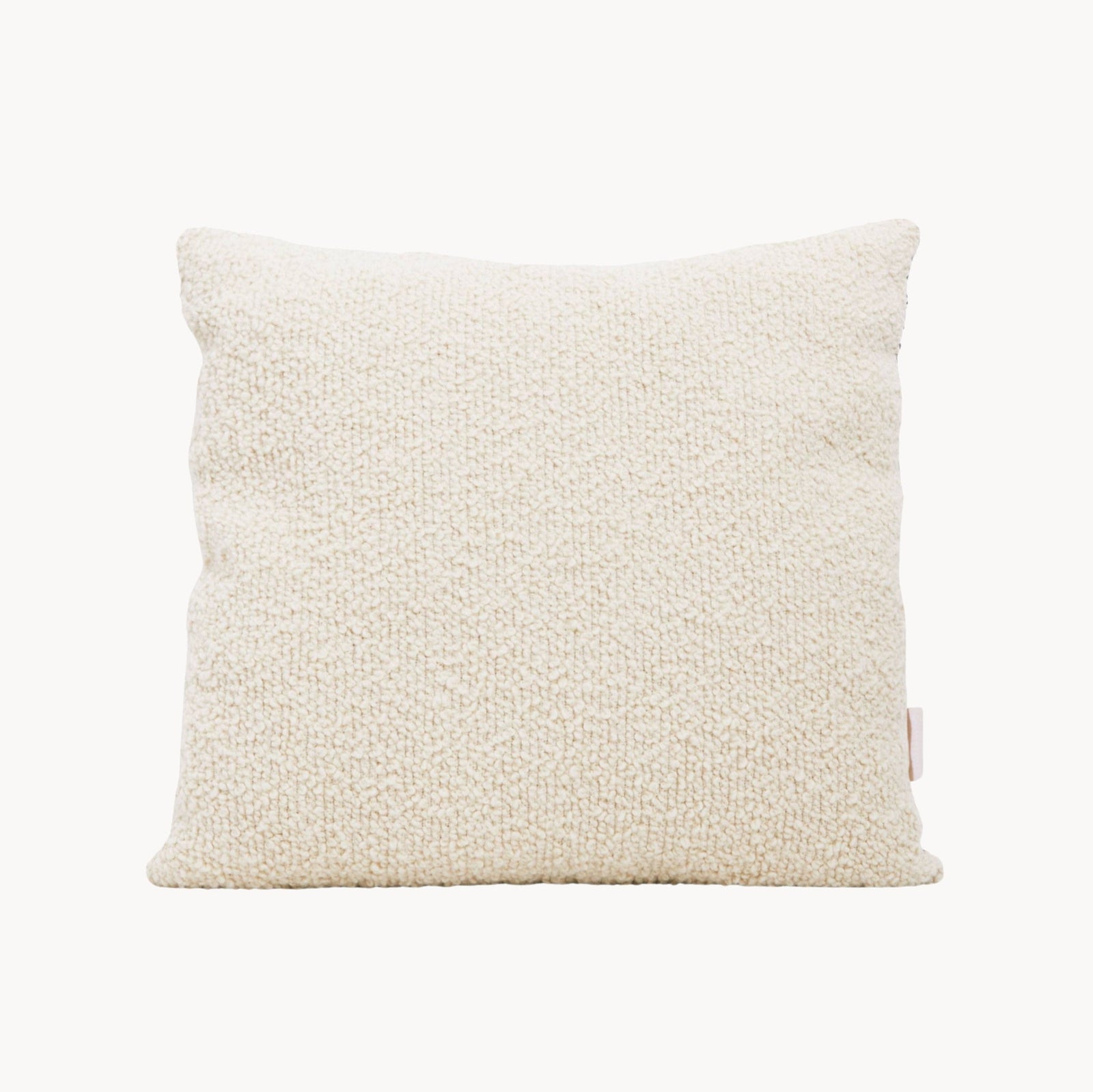 Cream and brown wool bouclé striped square cushion - handmade in UK
