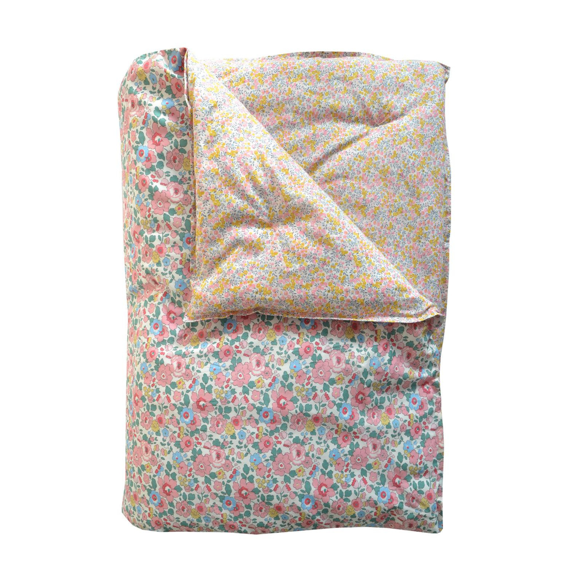 Reversible Heirloom Quilt Made With Liberty Fabric Betsy Blossom Pink & Wiltshire Bud Pink