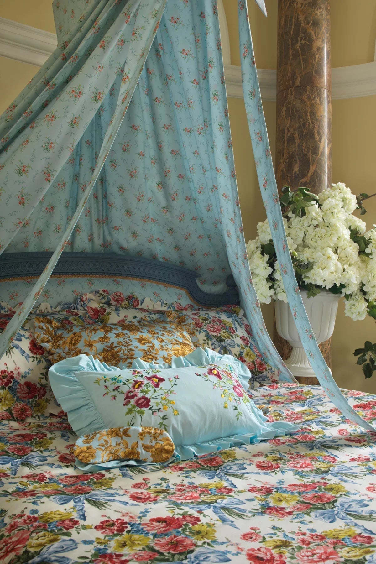 Scallop-Edge Pillowcase Made With Liberty Fabrics & Bridgerton Bow Bouquet Blue