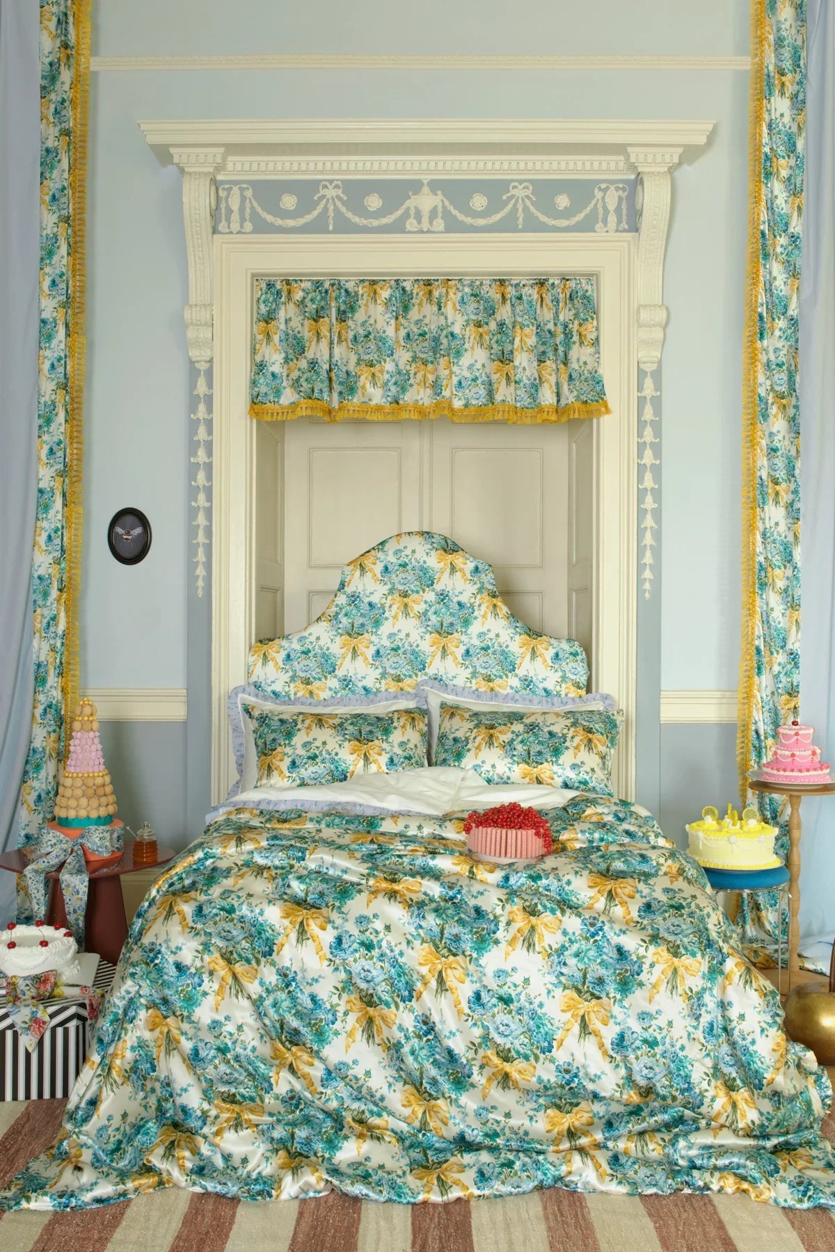Fitted Sheet Made With Liberty Fabrics & Bridgerton Posy Corsage Blue