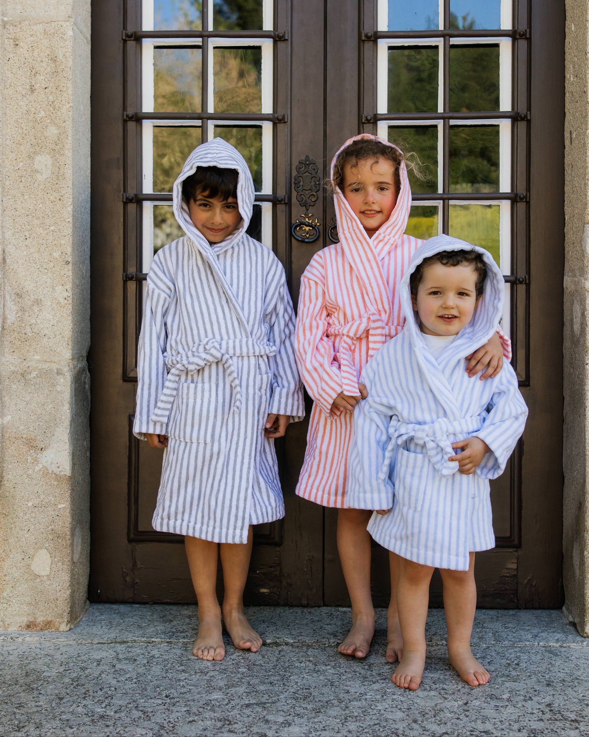 Children’s Striped Bathrobe, 100% Cotton