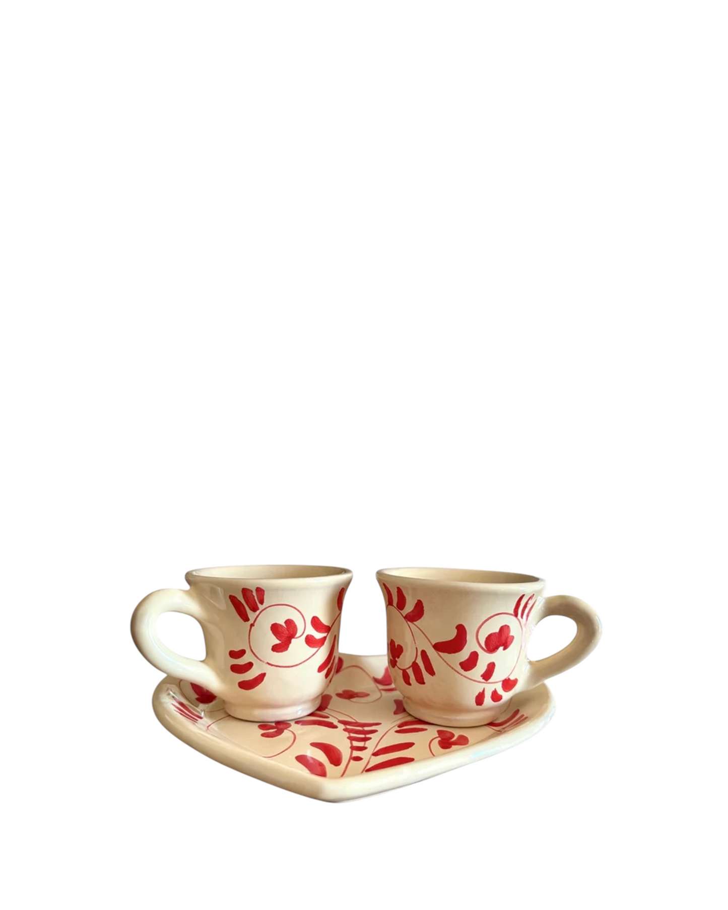 Caffè Cups for 2 on a heart Shaped Plate