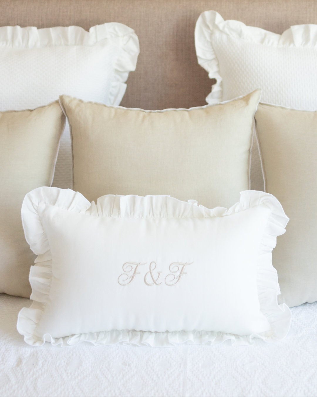 Personalised Purity Ruffle Cushion Cover