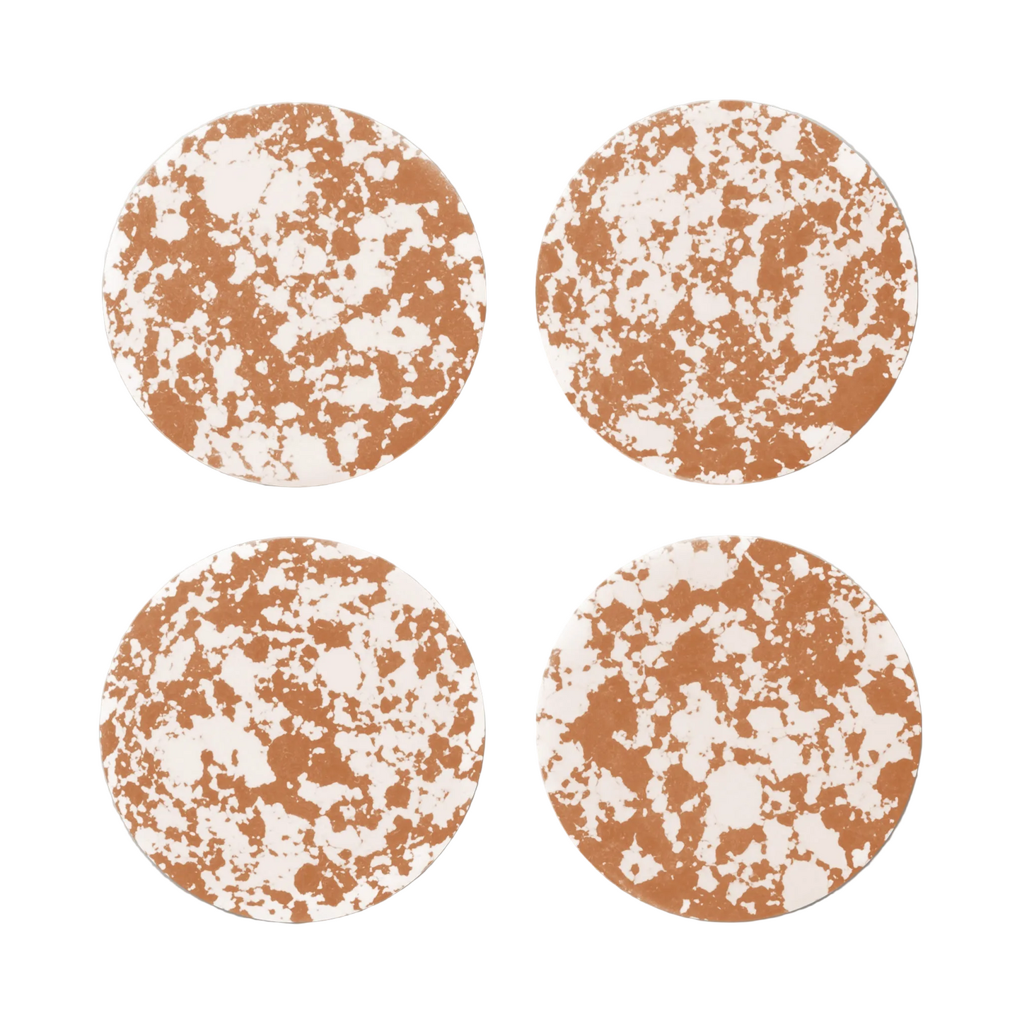 Rock Set of 4 Round Coasters, Caramel and White